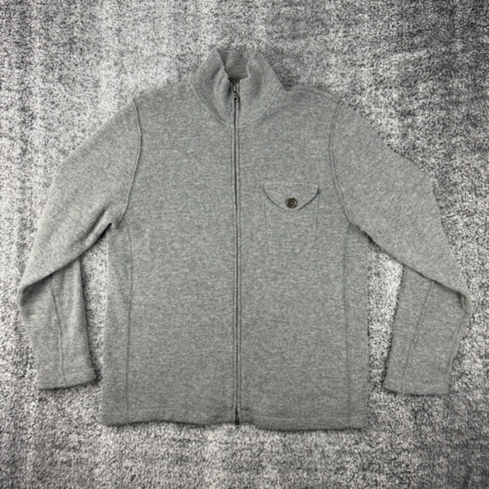 Banana Republic Heritage Men's XL Gray Lambs‎ Wool Nylon Zip Up Sweater Jacket